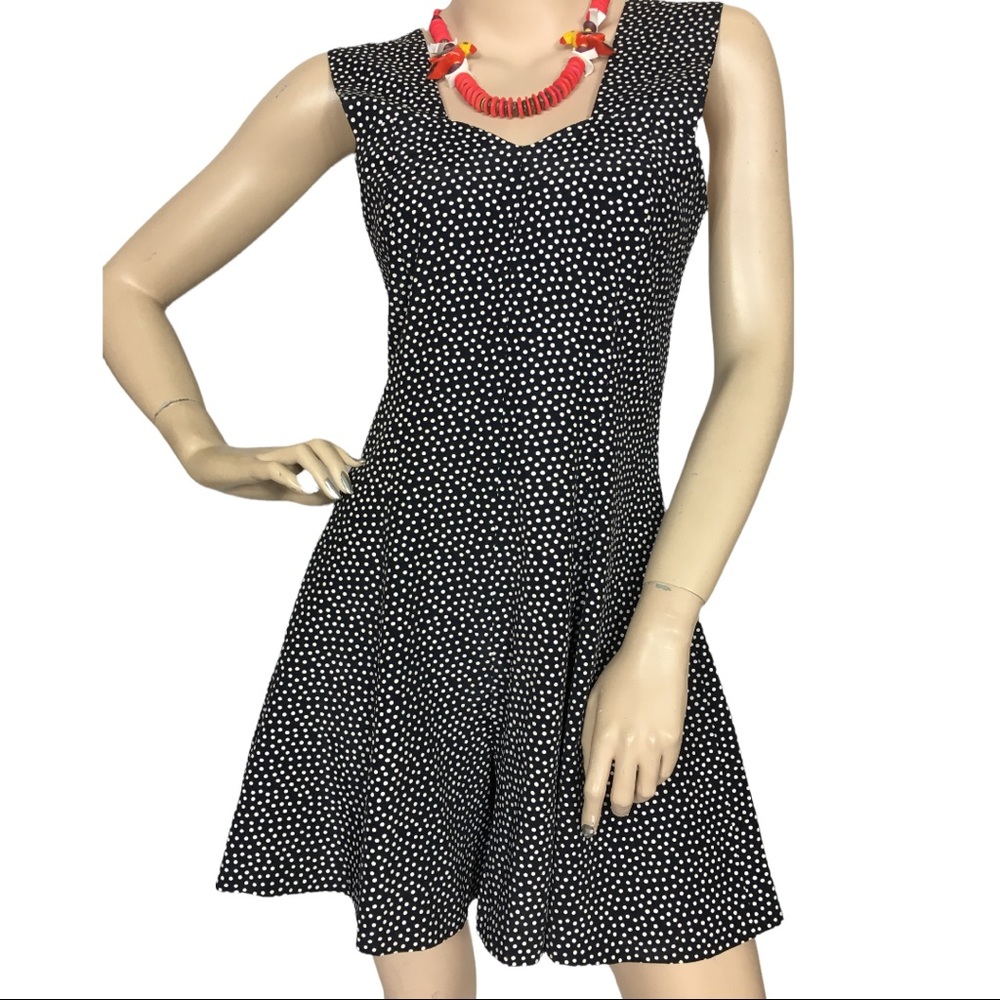 Vintage Y2K Romper Shorts Onesie Playsuit Retro PinUp Black White Tiny Polka Dot